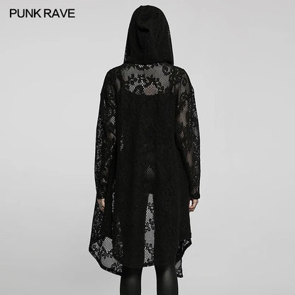 Gothic Loose Pockets Mesh Hooded