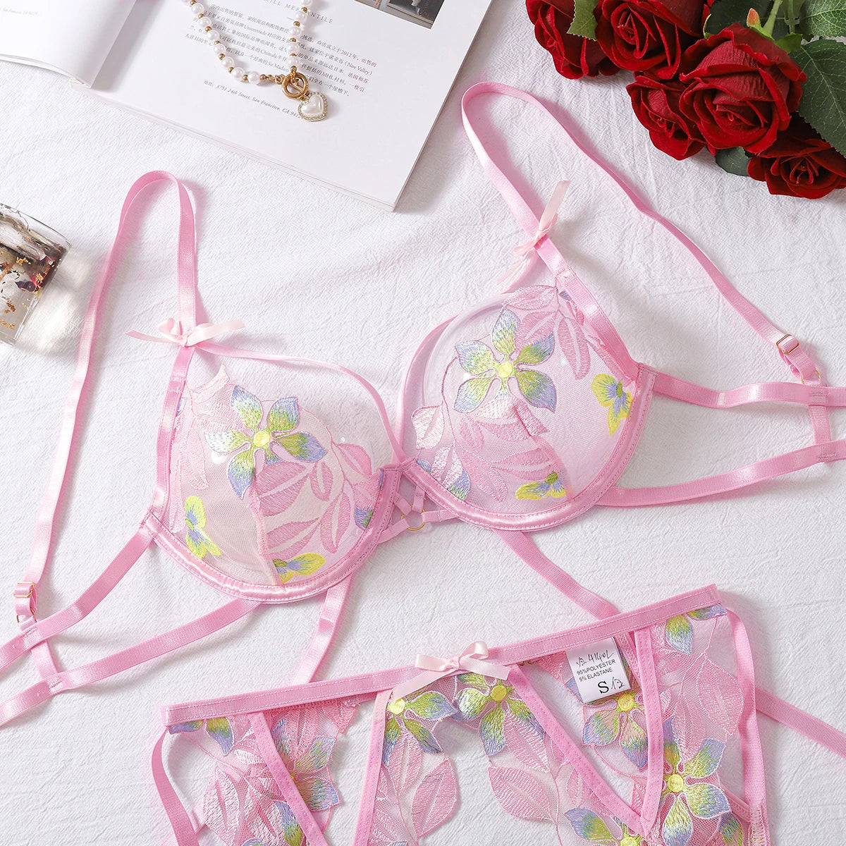 Ellolace Floral Garter Set: Sexy Lingerie Delight