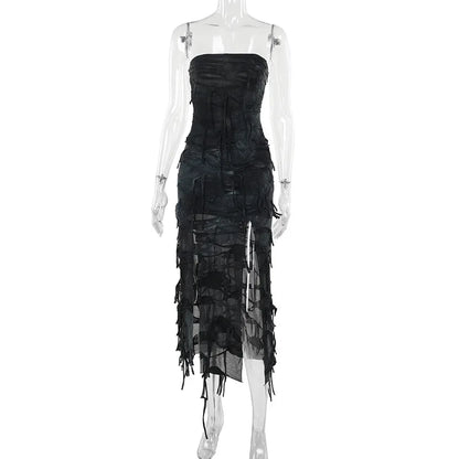 Hole Strapless Grunge Dress