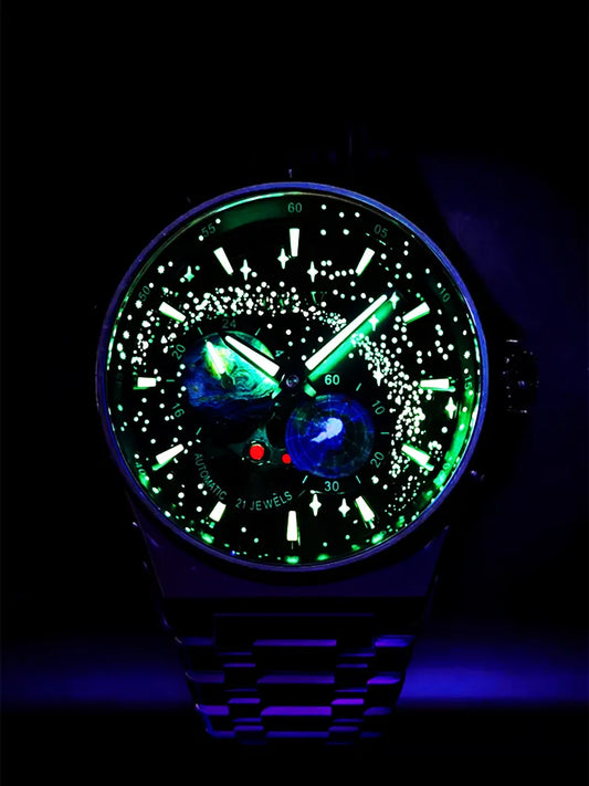 New Rotating Earth Dial Men Watches Top Brand