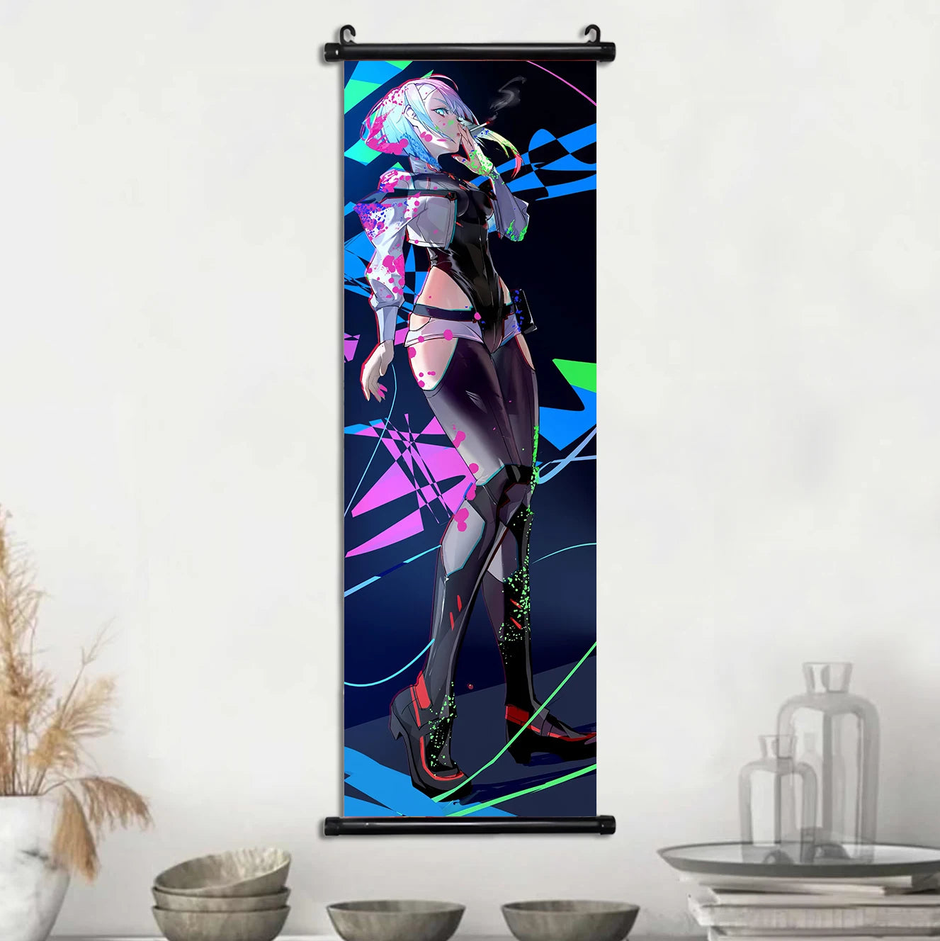 Cyber Rebecca Scroll Canvas: Futuristic Wall Art