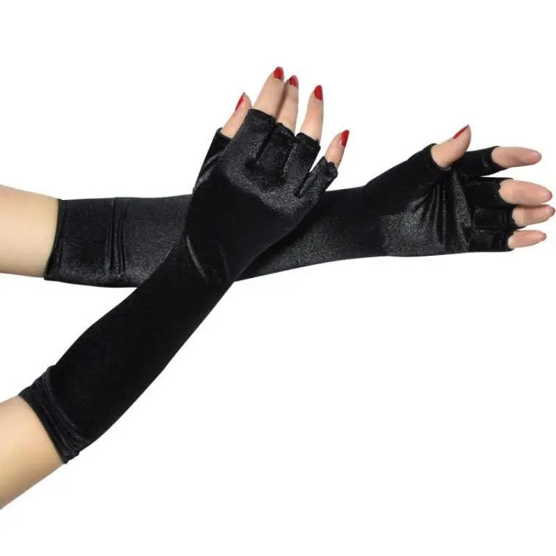 Gloves Fishnet Fingerless Gloves Long Nylon Satin