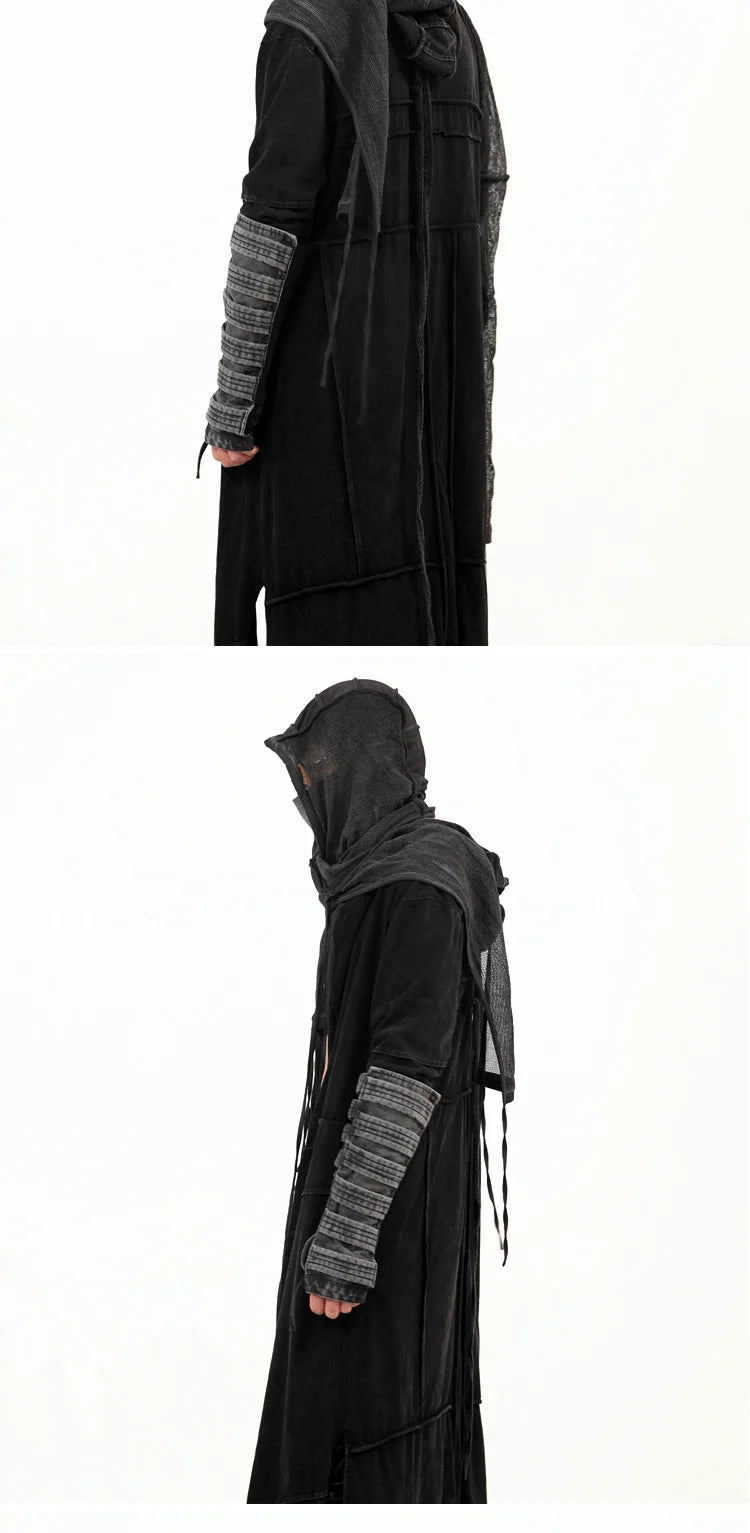Gothic Vintage Distressed Hooded Cape Windbreaker