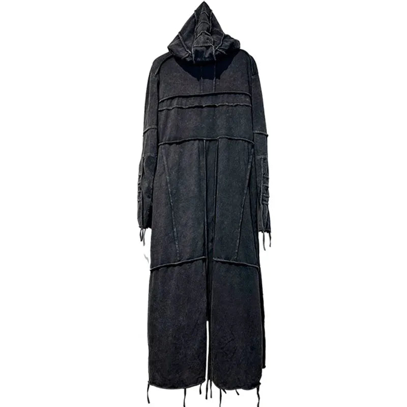 Gothic Vintage Distressed Hooded Cape Windbreaker