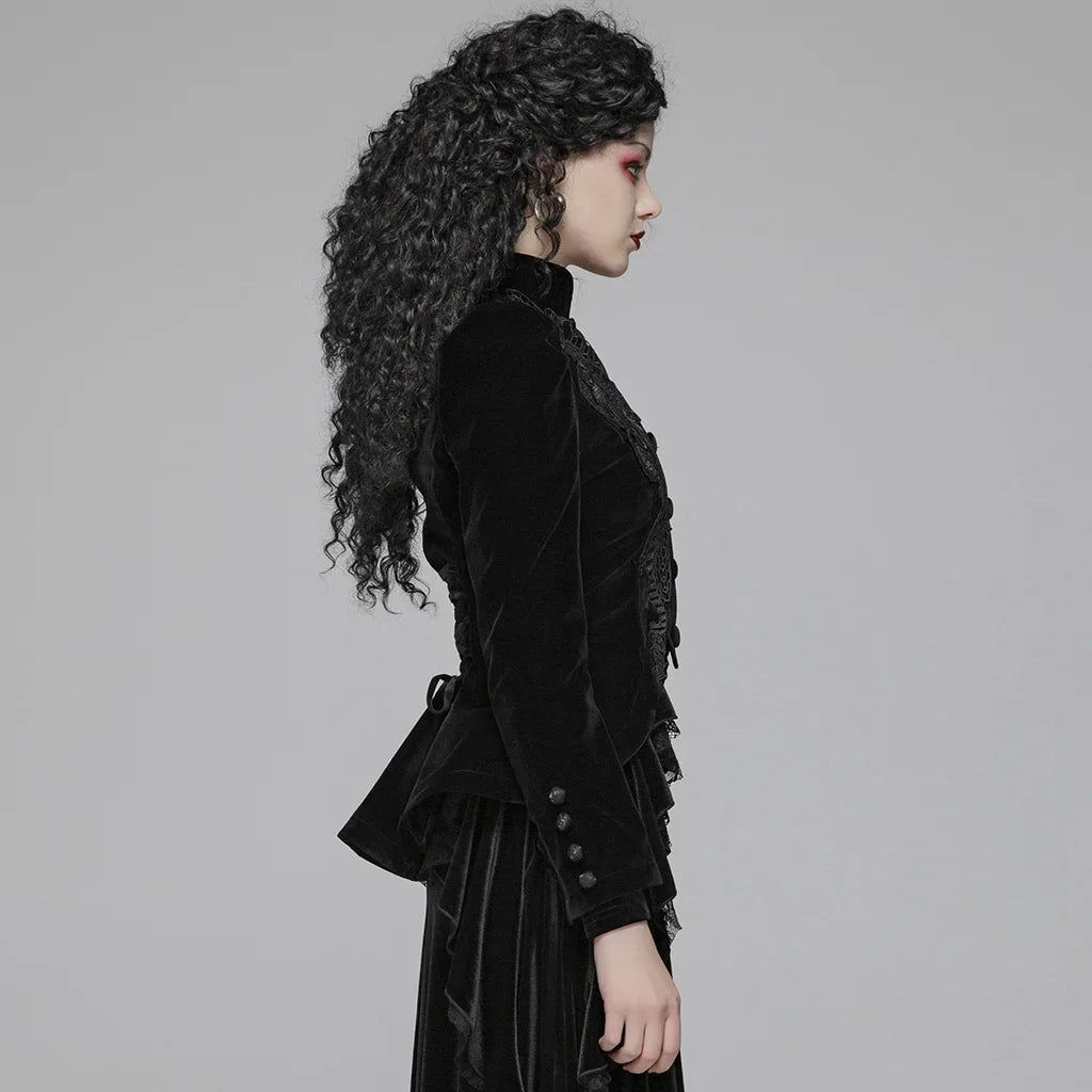 Gothic Puff Long Sleeved Black Short Coat