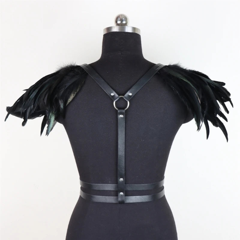 Feathers Hollow Out Tops Epaulette Shoulder Wing