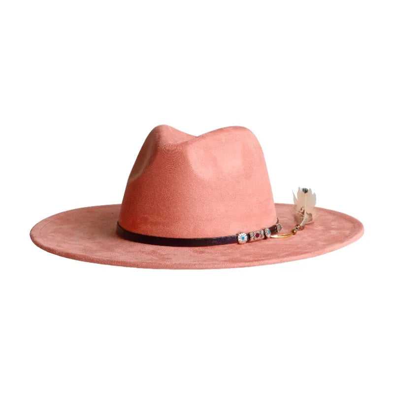 Wide Brim Suede Fedora — 36 Colors