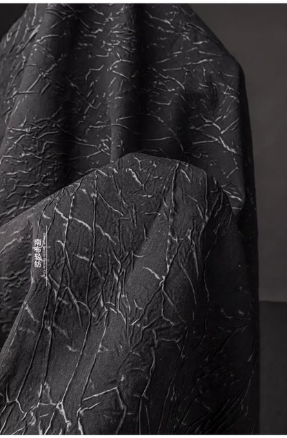 Eco Pleat: Black Nylon-Rayon Fabric for Design Creations