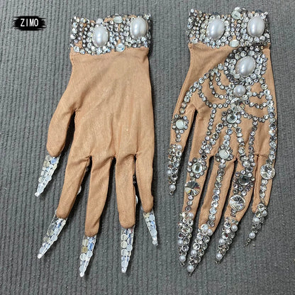 fashion gloves crystal designer rhinestone diamond