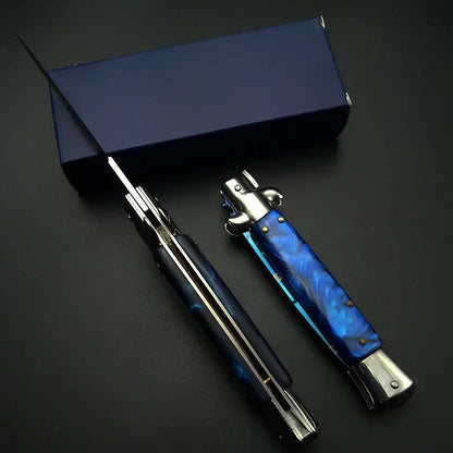 Elegant Blue Stiletto Pocket Knife - Godfather Edition