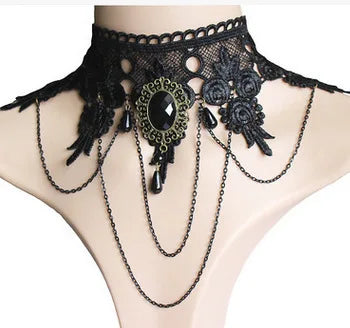 Gothic Victorian Black Lace Necklace