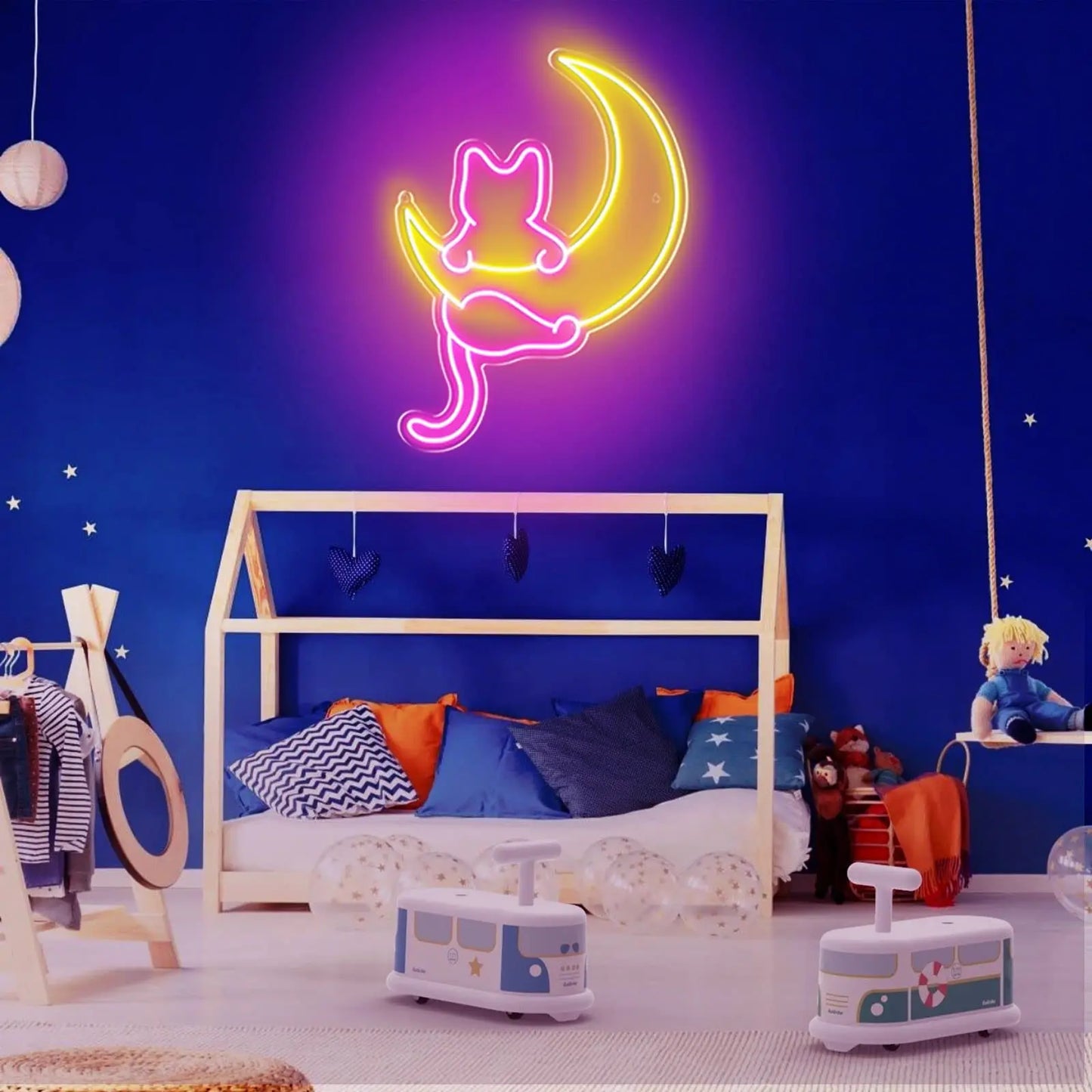 Anime Cat & Moon Neon Sign