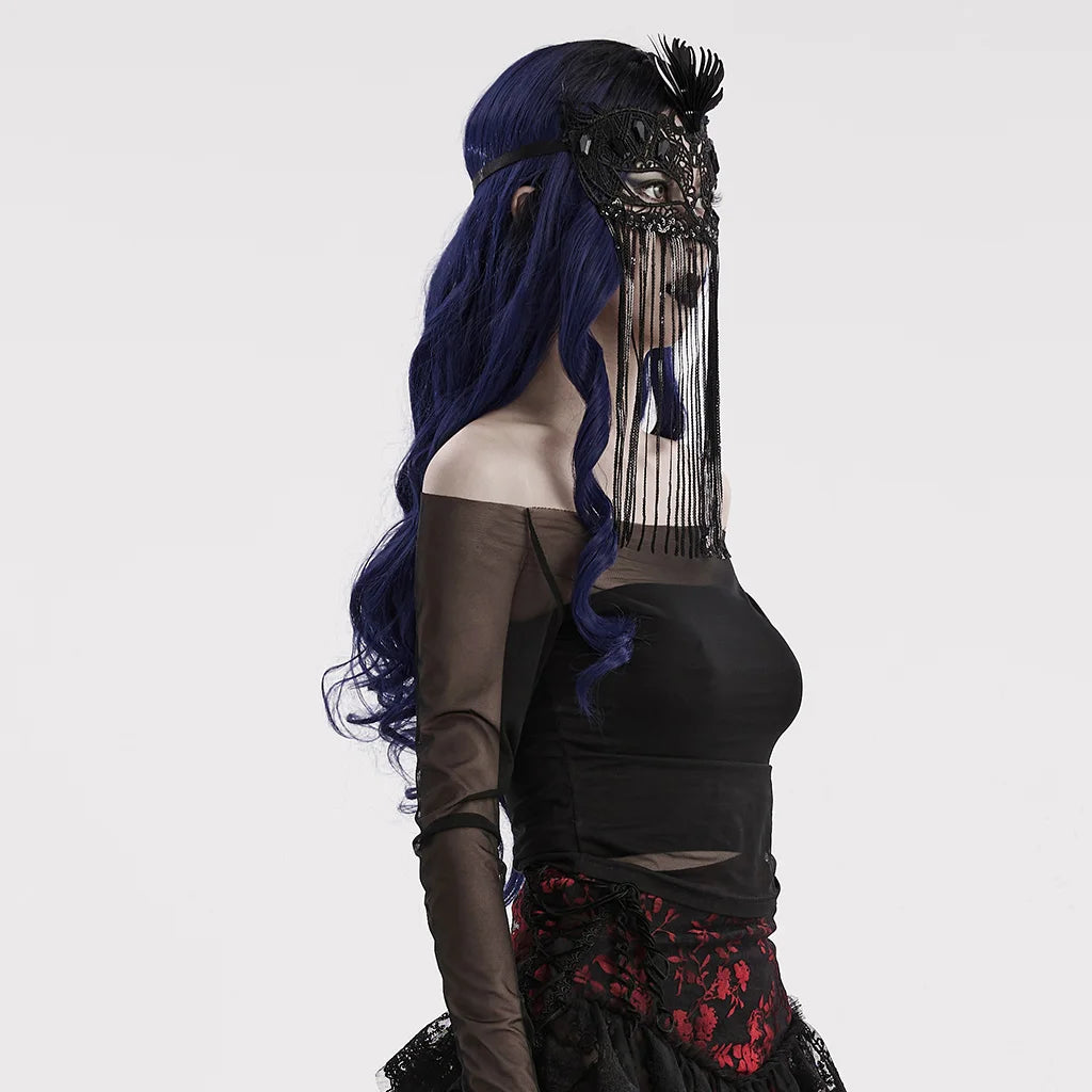 Gothic Fringed Lace Coffin Eye Mask