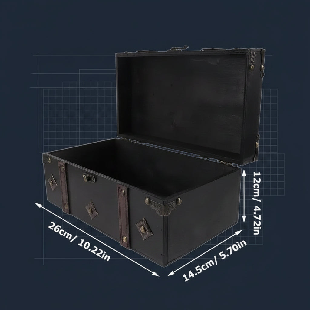 Wooden Pirate Treasure Chest — Retro Jewelry Box