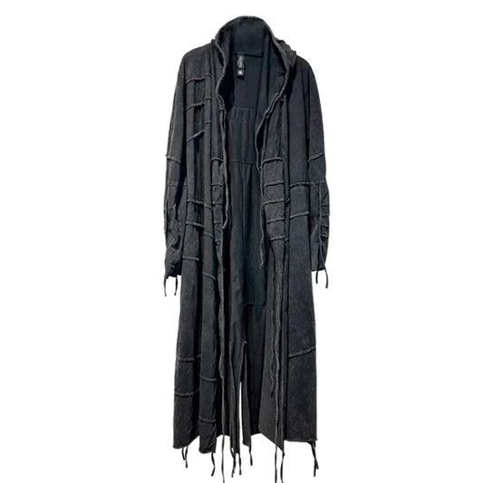 Gothic Vintage Distressed Hooded Cape Windbreaker