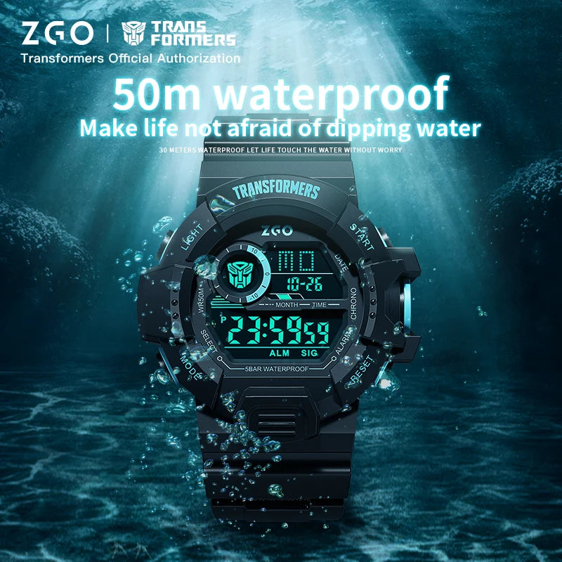 ZGO × Transformers Digital Military Watch — 5ATM Waterproof