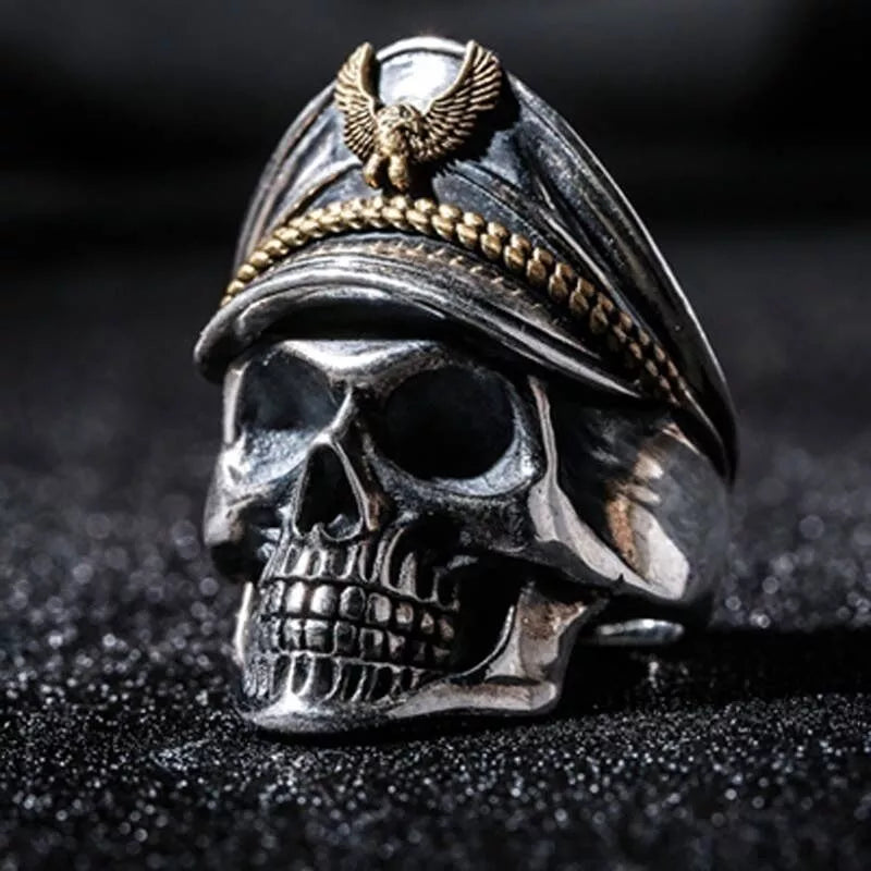 Retro Officer Skull Rings