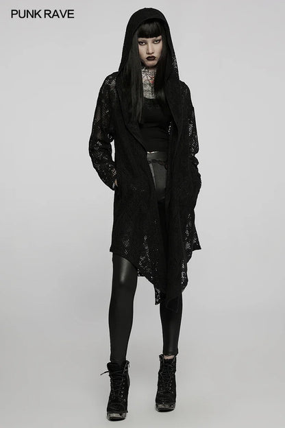 Gothic Loose Pockets Mesh Hooded