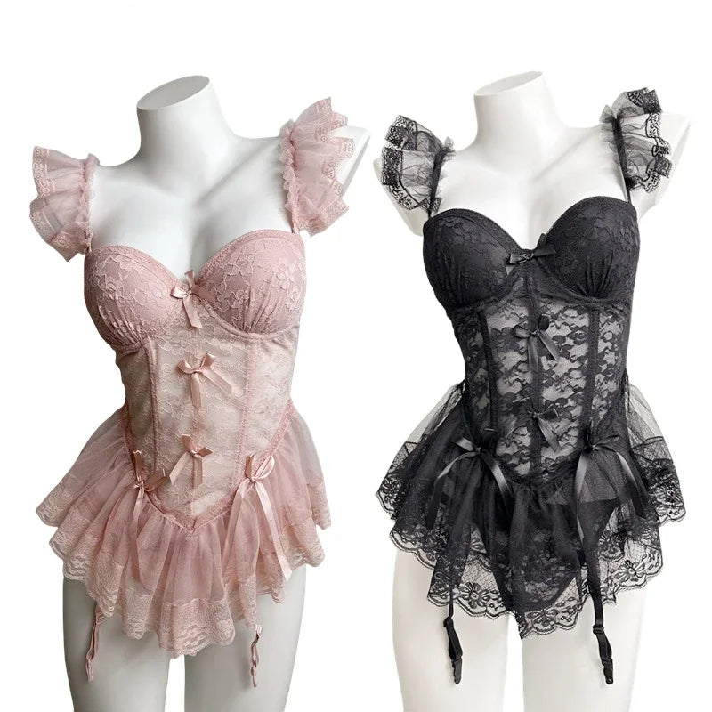 Velvet Lace Corset & Panty Set - Pure Desire