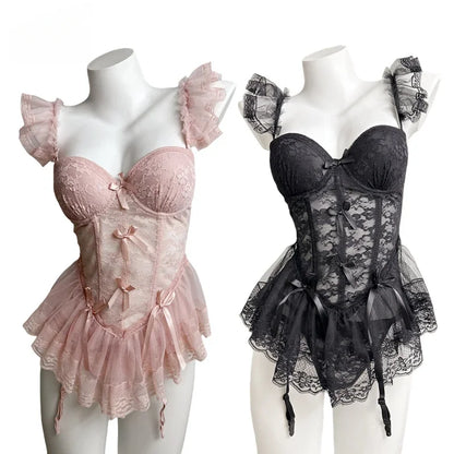 Velvet Lace Corset & Panty Set - Pure Desire