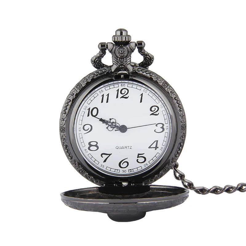 Retro Game Cross Fire Headshot Black Skull Quartz Pocket Watch