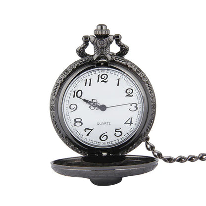 Retro Game Cross Fire Headshot Black Skull Quartz Pocket Watch