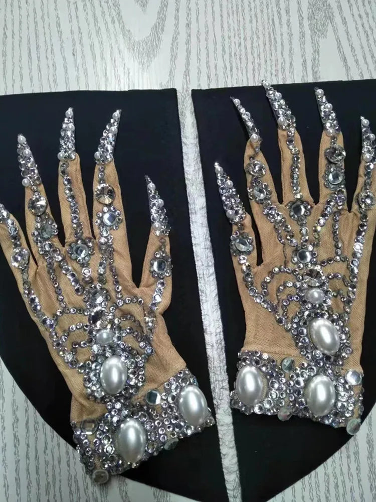 Sparkly Big Crystal Wrist Gloves age Wear