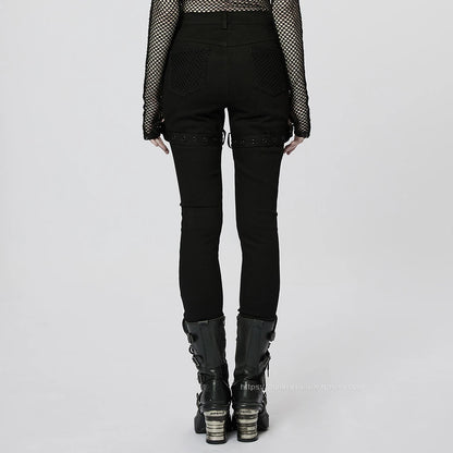 Punk Rave Women's Mesh & Denim Slim Pants