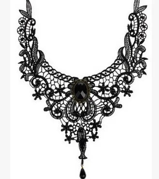Gothic Victorian Black Lace Necklace
