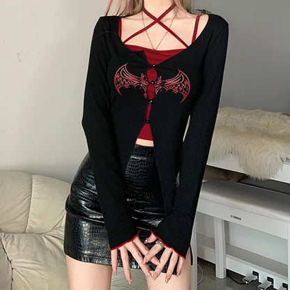 Dark Grunge E-Girl Crop Set – Skull Style