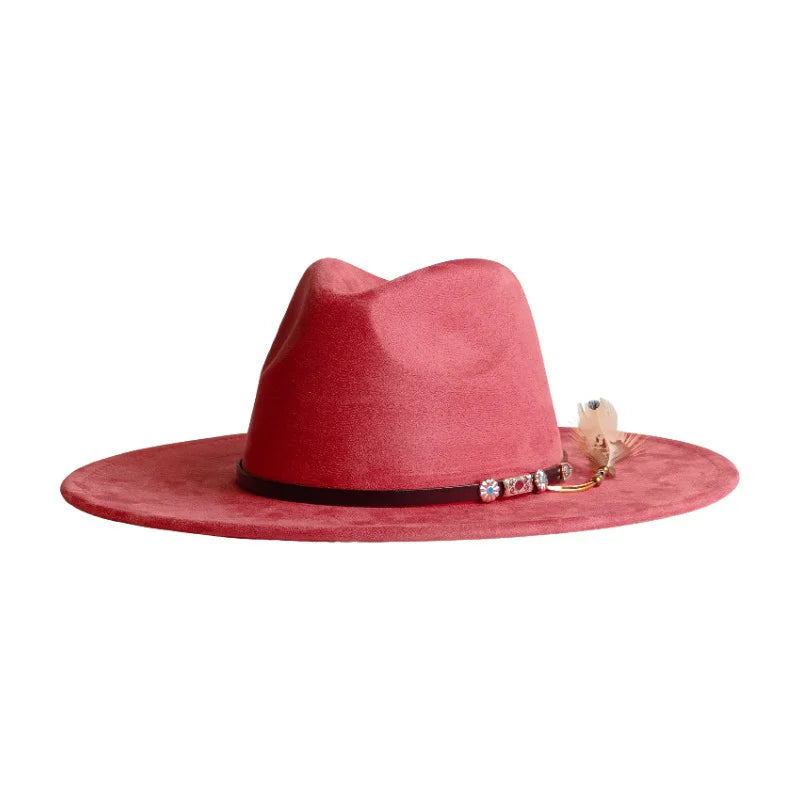 Wide Brim Suede Fedora — 36 Colors