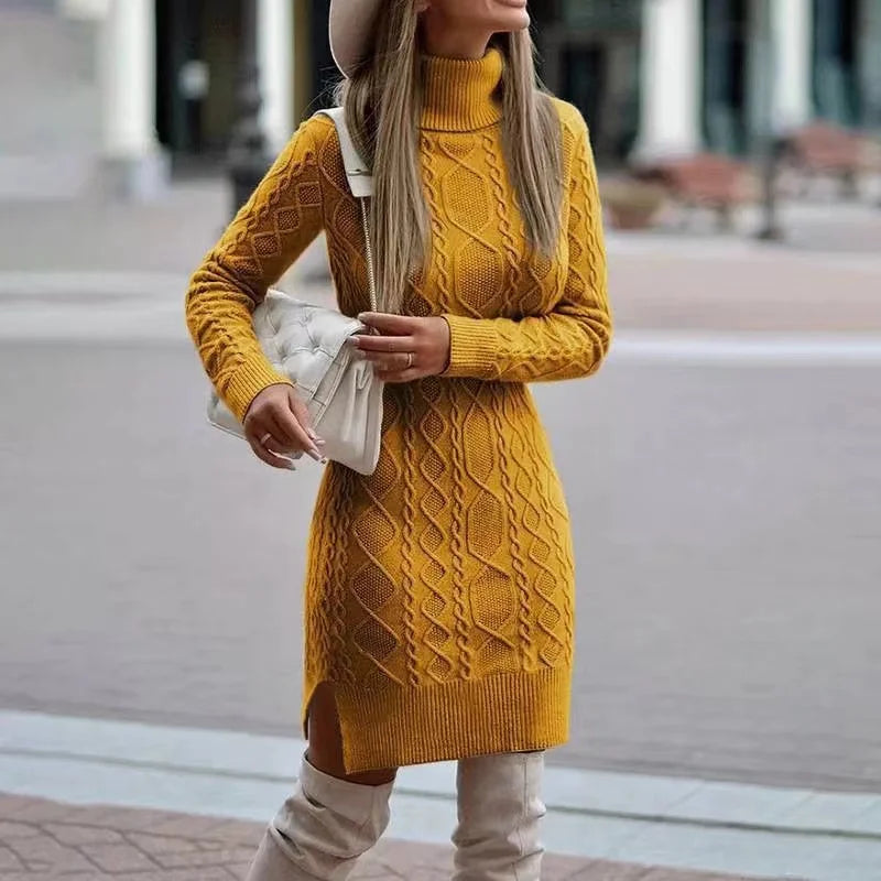 Cozy Elegance: Knit Wrap Dress for Autumn/Winter