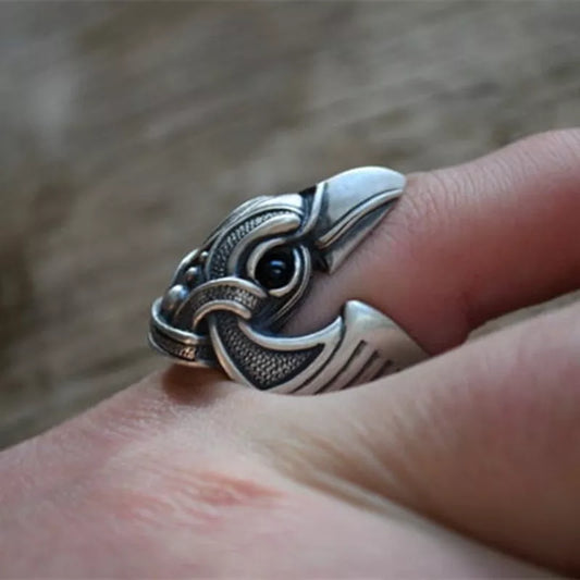 Retro Viking Style Raven Ring