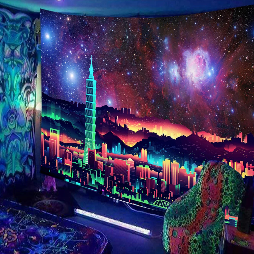 Fluorescent Cyberpunk Tapestry Wall Hanging