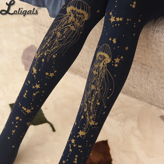 Sweet Jellyfish Printed Lolita Pantyhose