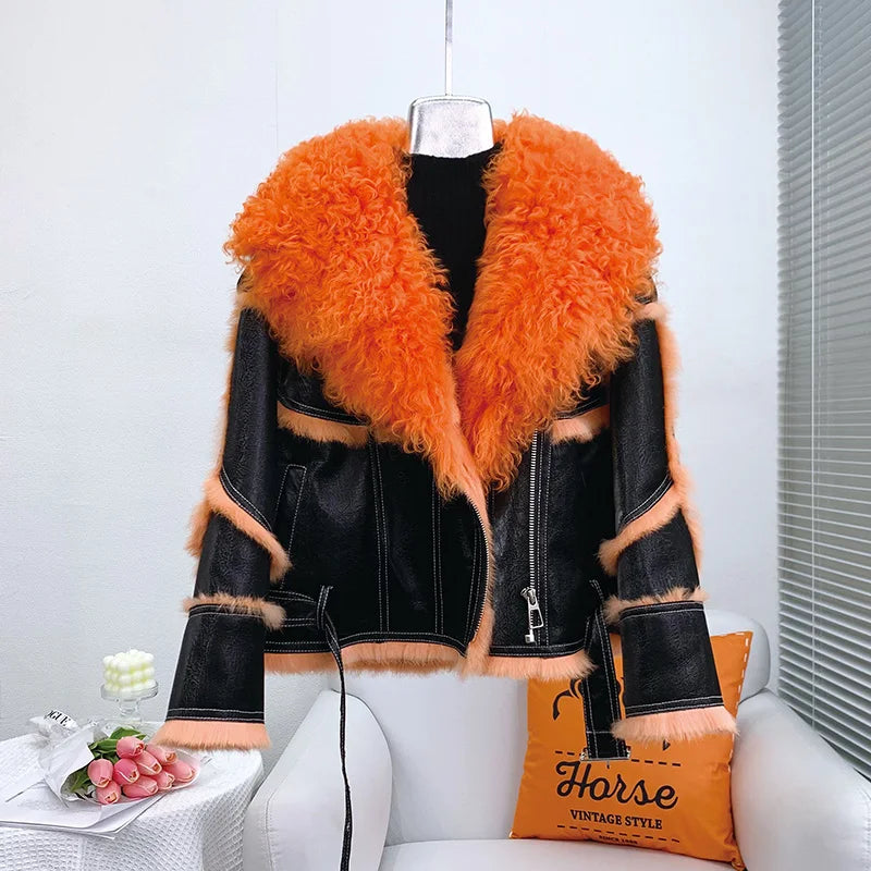 Women Girl Rabbit Fur Warm Coats