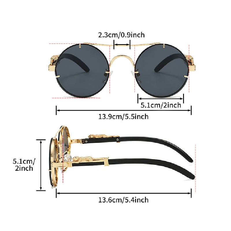 Vintage Double Bridge Round Sunglasses