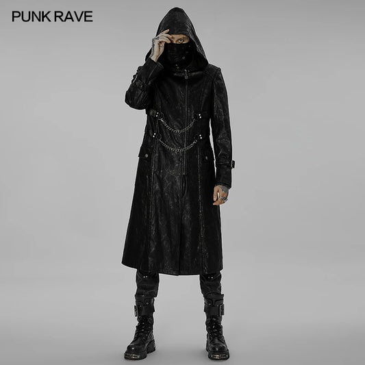 Hooded Stand Collar Printing Coat Metal Chains