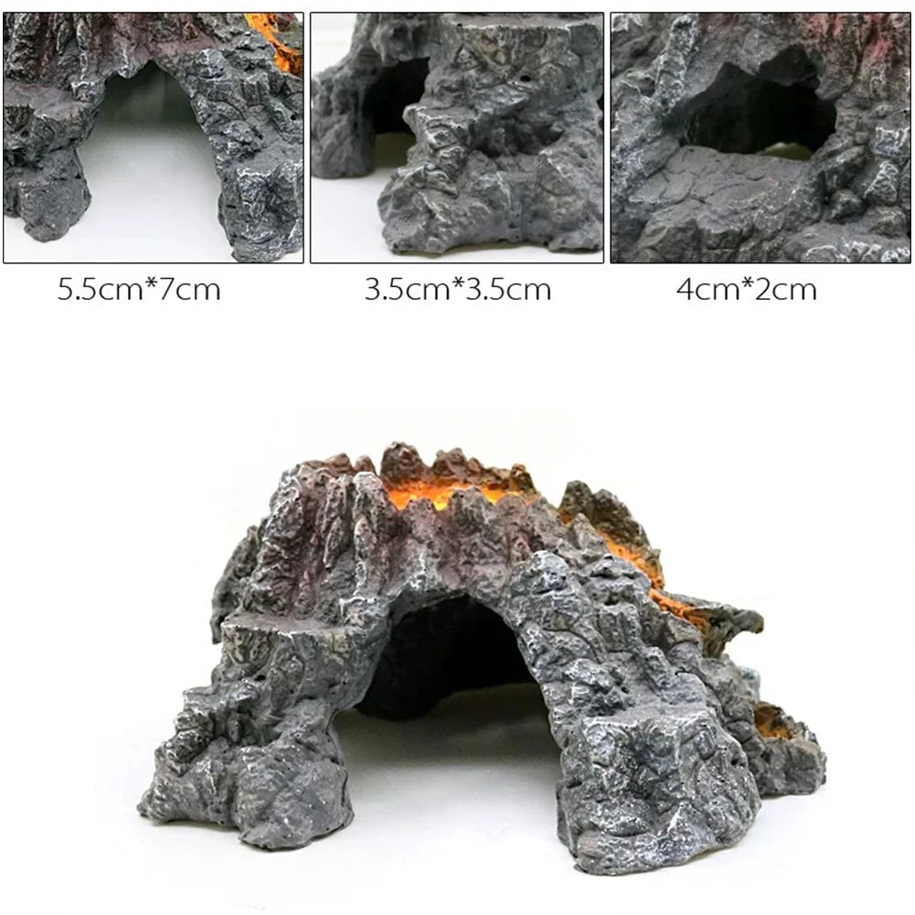 Volcano Shape Aquarium Decorations Resin Cave