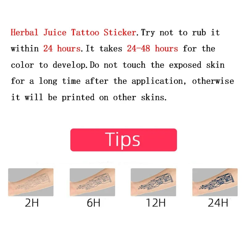 Witch Cat Herbal Temp Tattoo - Trendy Body Art Sticker