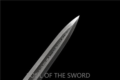 Damascus Kung Fu Dagger - Copper Handle, Premium