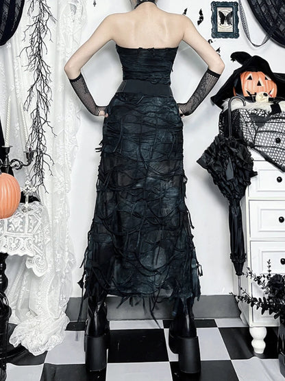 Hole Strapless Grunge Dress