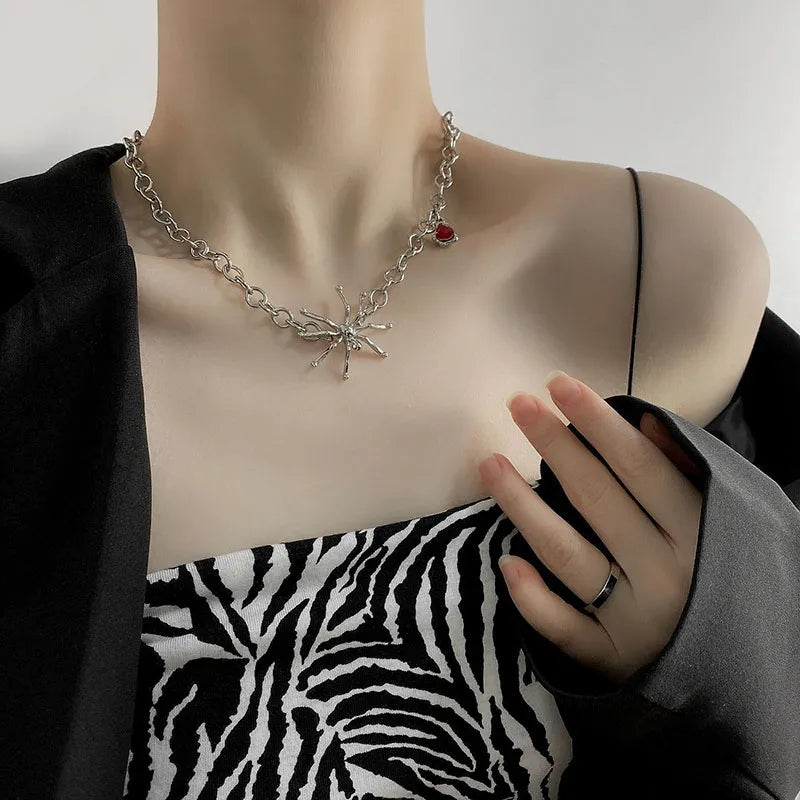 Red Zircon Rose Pendant Necklace