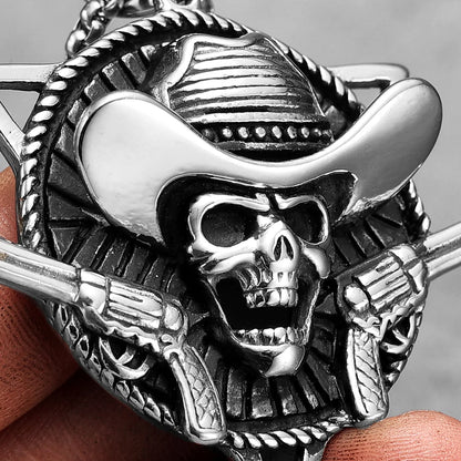 Cowboy Skull Double Gun Necklaces