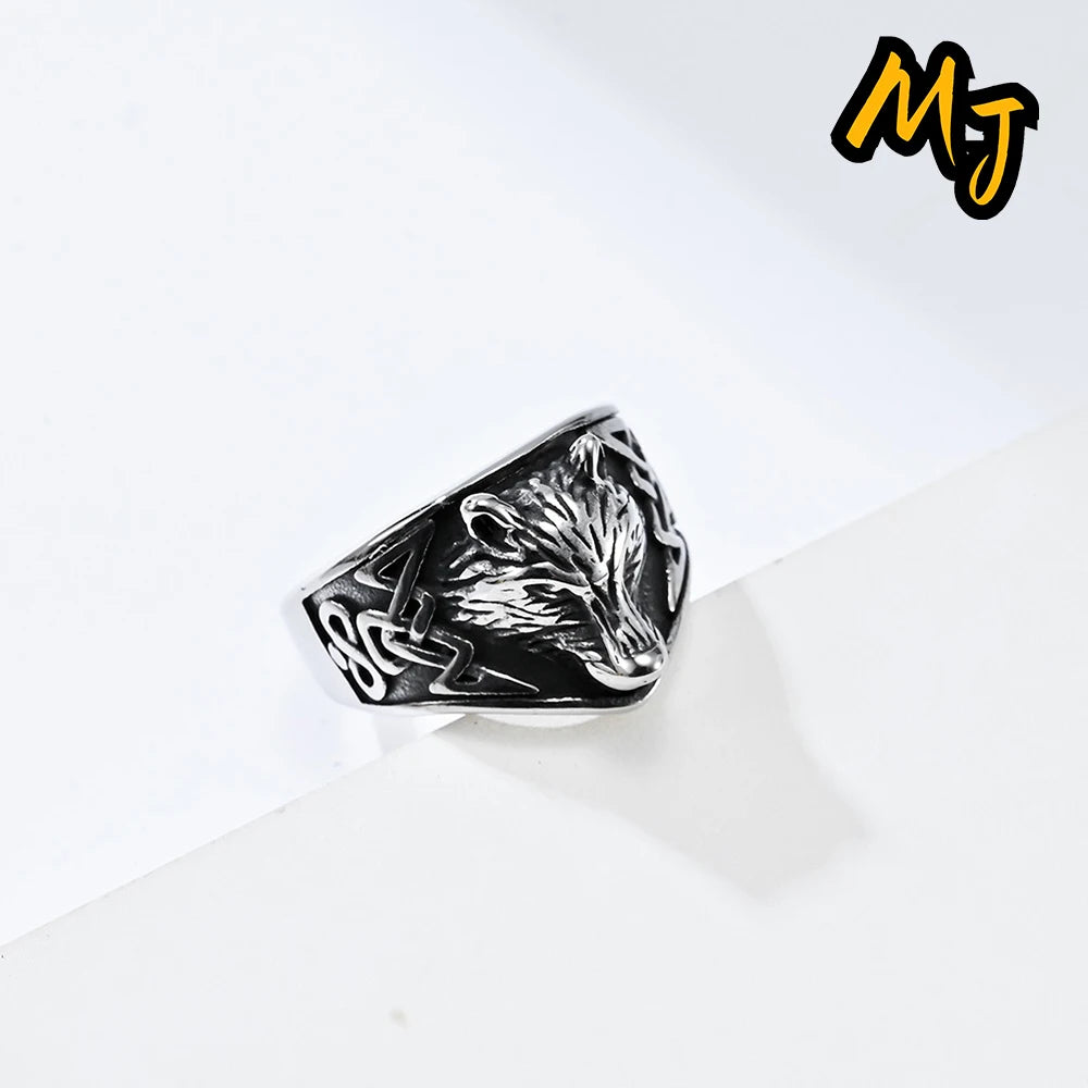 Punk Viking Wolf Head Rings