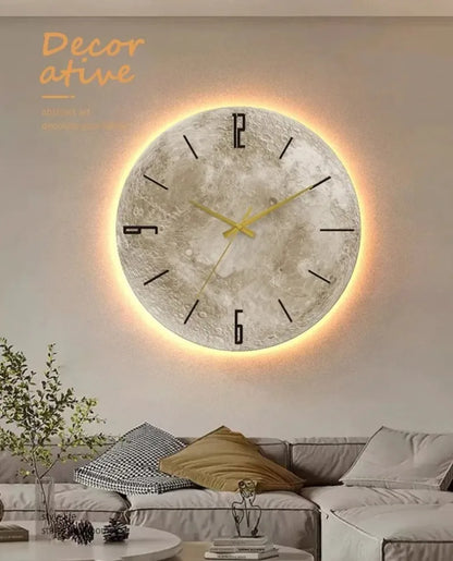 Celestial Sandstone Moon Clock & Light Decor
