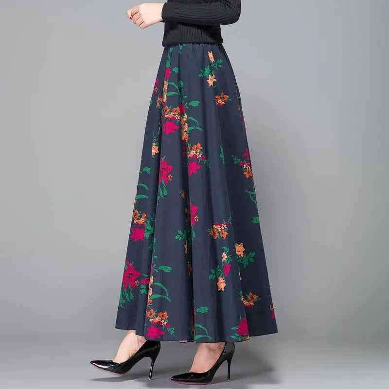 Elegant Shirring Maxi Pleated Skirts