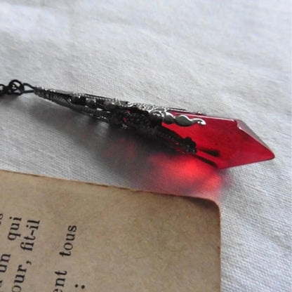 Gothic Vampire Blood Red Crystal Necklace Women Man Pagan Witch Jewelry Demon Vampire Black Chain Lovers Crystal Pendant Choker