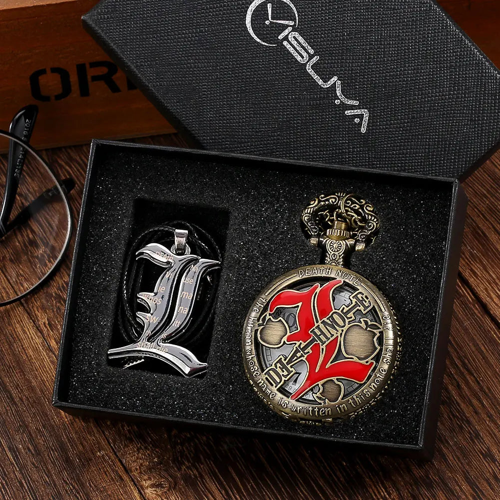 Steampunk Retro Death Note Necklace Pocket Watch Box