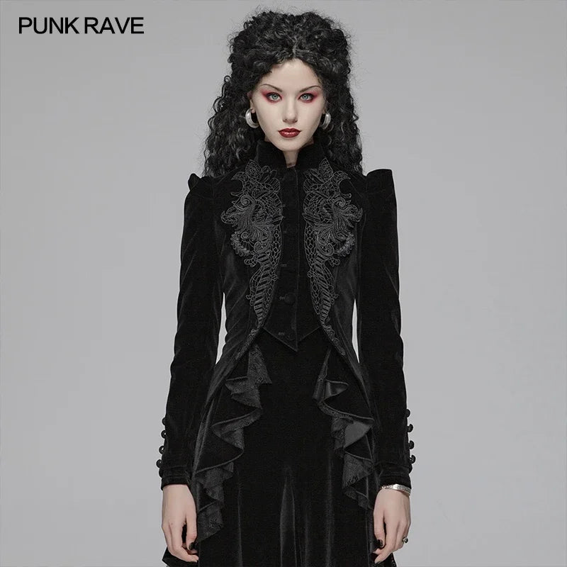 Gothic Puff Long Sleeved Black Short Coat